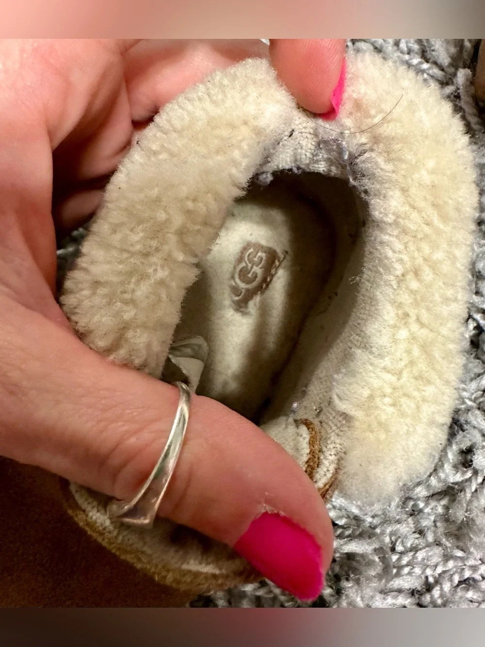 UGG Kids Chestnut Brown Suede Shearling Booties